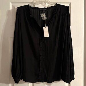 GORGEOUS, BRAND NEW Grade & Gather Black Ruffle Blouse M